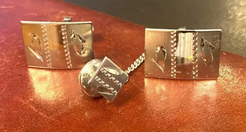VTG Sterling Silver Mr X (Executive) Cufflink Set, IOB